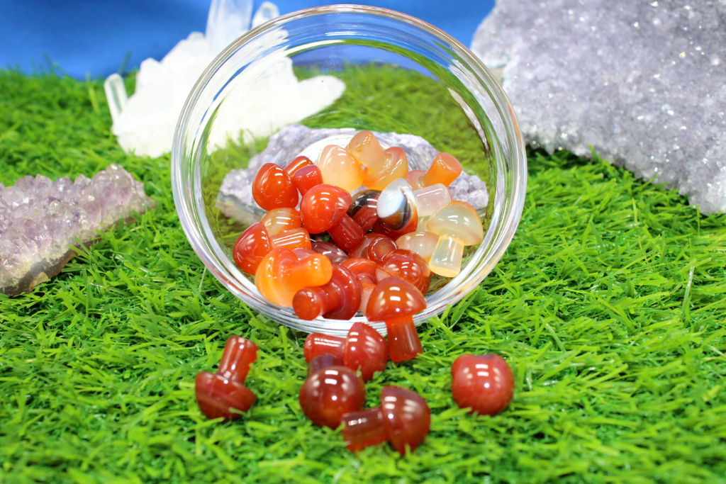 Carnelian Mushroom Carvings